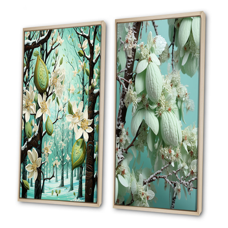 Cacao givré fantaisie menthe verte - ensemble de 2 décorations murales cacao, Cadre flottant brun, H 28 po x l 25 po
