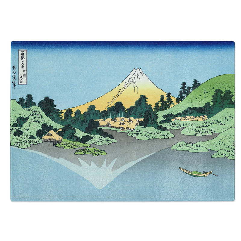 Glass Mount Fuji Reflection by Katsushika Hokusai Chopping Board, 39 cm W x 28.5 cm L
