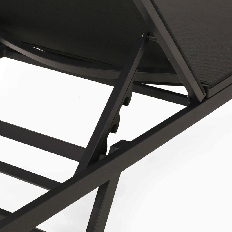 Chaise longue de patio moderne près de la piscine, 2, Noir