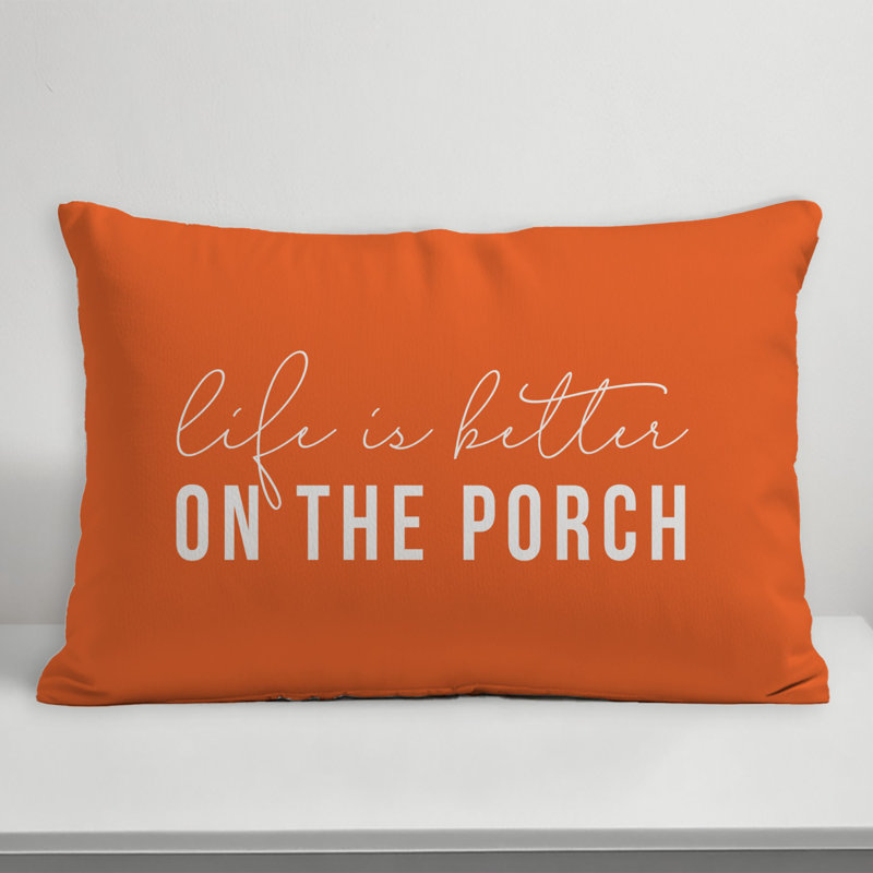 Outdoor Reversible Throw Pillow, Orange