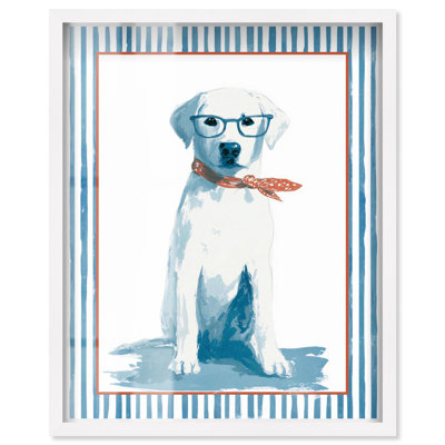 Summer Doggo I Shadowbox Print Fun Dog Wall Decor by Art Remedy, White Frame, 36 x 45