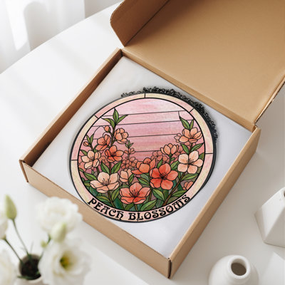 Panneau de vitrail 12 "H Peach Blossoms