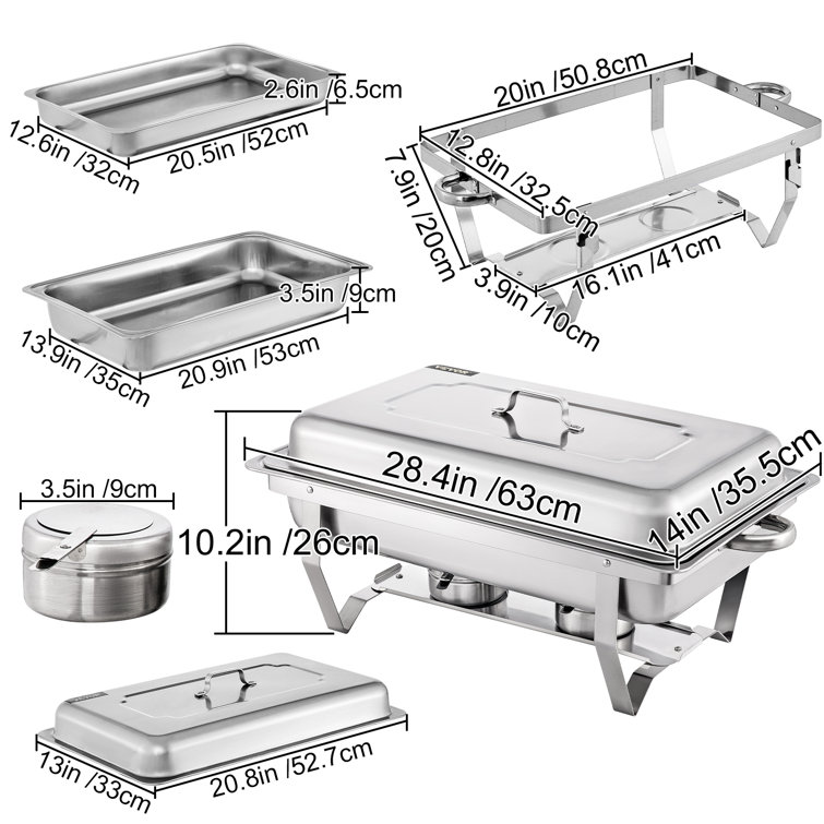 Ktaxon 9 QT Electric Chafing Dish Buffet Set,Stainless Steel Roll Top  Catering Chafer Server Food Warmer with Cover, Full Size & 2 Detachable  Food