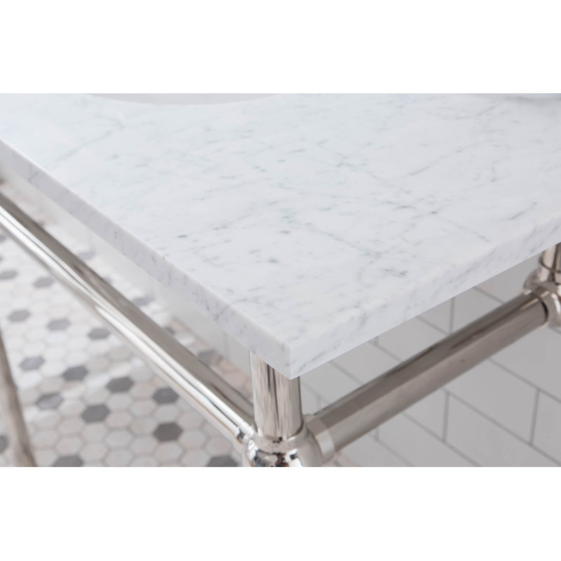 Embassy 33" Tall Stone Oval Console Bathroom Sink with Overflow, Polished Nickel