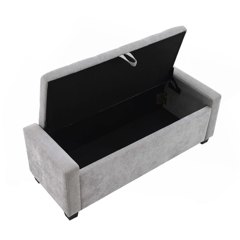 Banc repose-pieds avec rangement et charnière de sécurité pour le salon de la chambre à coucher Design moderne et polyvalent