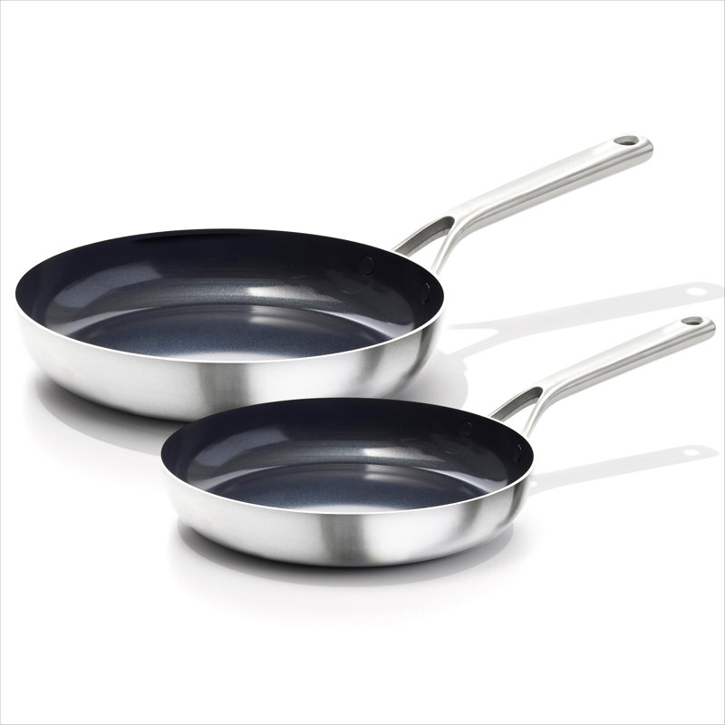 Mira Tri-Ply Stainless Steel Non-Stick Frying Pan Set with Ceramic Coating