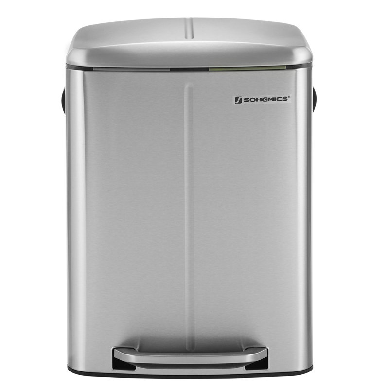 Steel Step On Multi-Compartment Rubbish & Recycling Bin - 40L, Silver