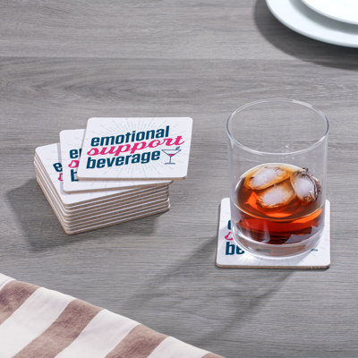 Emotional Support 'Beverage Cork Back Paper Bar Coaster