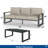 2-Piece 3-Seat Outdoor Sofa Couch Set, 75" All-Weather 3-Seat Aluminum Patio Sofa With Thick Beige Cushions  & 44" Glass Coffee Table-1194064461