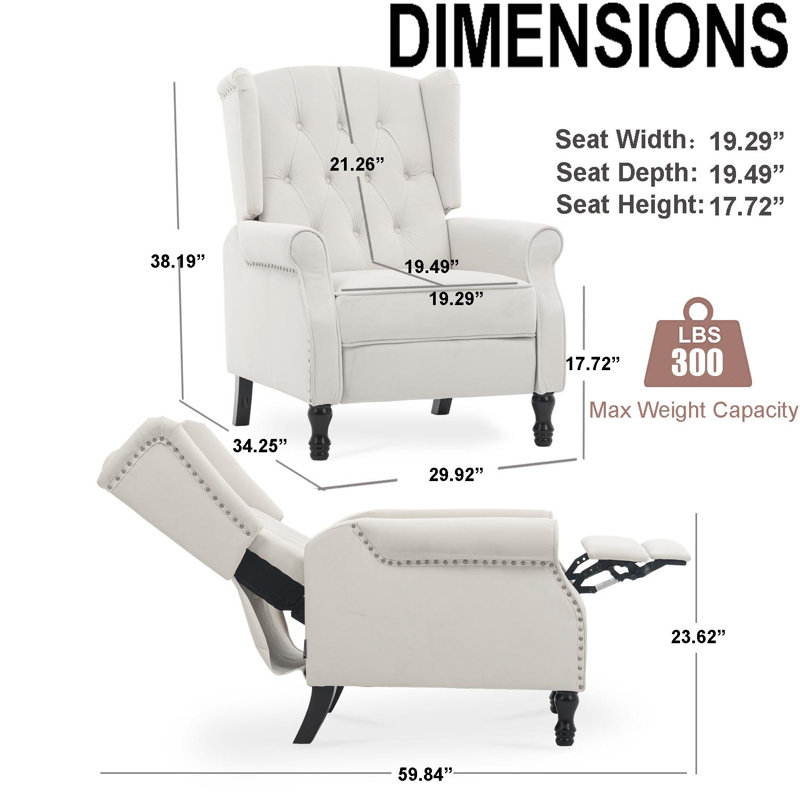 Druv Recliner, Light Beige Flannelette