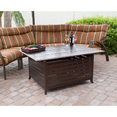 Jemarcus Rectangle Aluminum Propane Smokeless Fire Pit Table with Hidden Fuel Tank