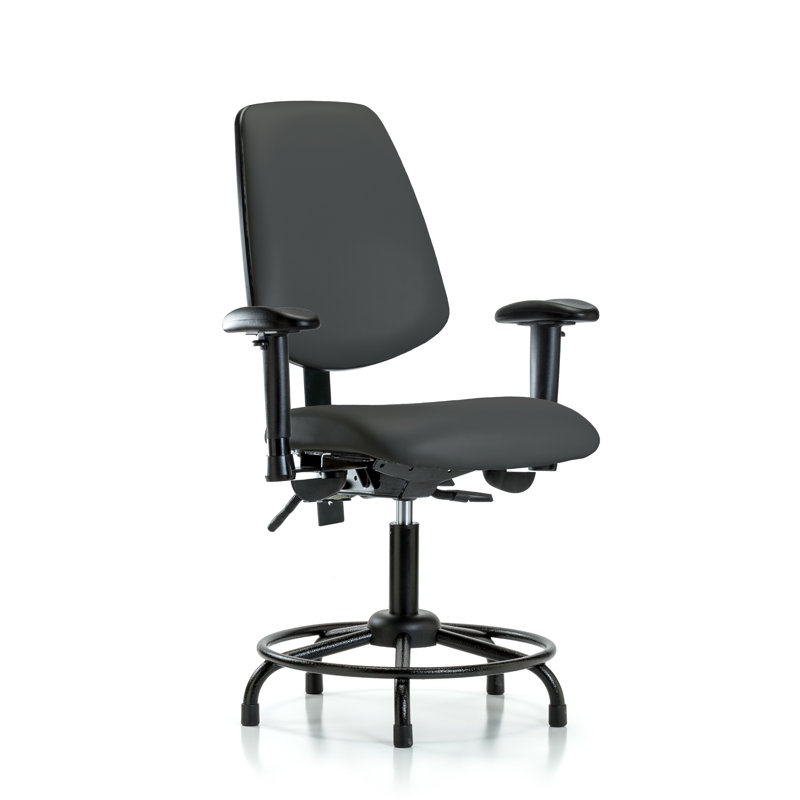 Amira Vinyl Drafting Chair, Charcoal, Glides, Included