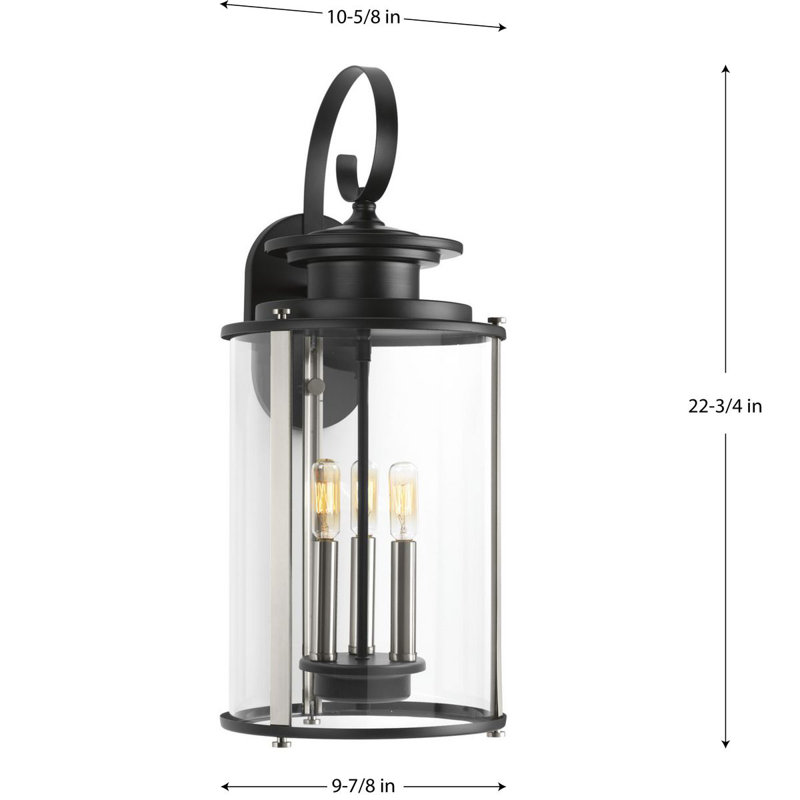 Lanterne murale d'extérieur à 3 ampoules H 22,75 po Elixander, Noir