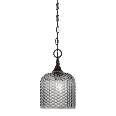 Mini-luminaire suspendu en chaîne avec verre texturé fumé 7 po