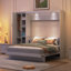 Lit escamotable Ashen avec tablettes, garde-robe et lumière DEL-121422759-115825685