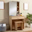Silender 1 Drawer Dressing Table with Sliding Vanity Mirror and Stool Set-1575144612