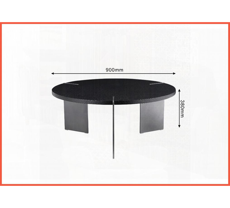 Table basse écologique en chêne noir patiné pour le salon, plateau facile à nettoyer et amp; Structure en métal robuste