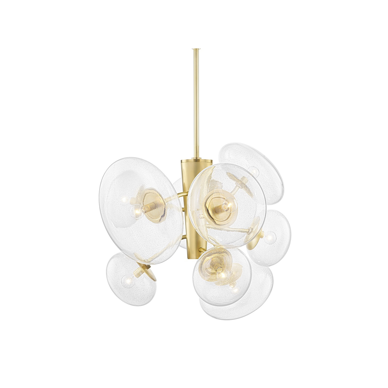 Jovi 9 Light Glass Pendant, Aged Brass