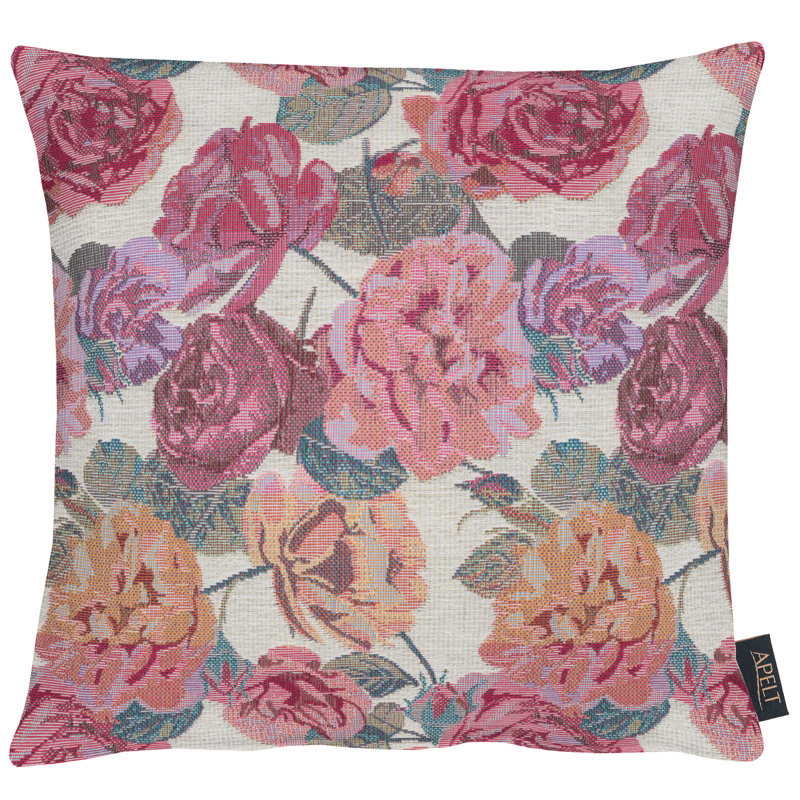 Summergarden Floral Square Throw Pillow Cover, Grey/Pink, 49 x 49cm