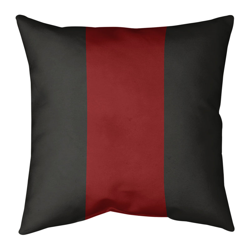 Leather/Suede Reversible Throw Pillow, 20" x 20", Black/Red/Black