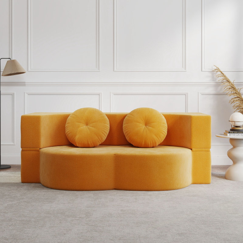 Canapé-lit moderne avec 2 coussins, canapé-lit en velours côtelé moelleux convertible, matelas pliant double de 14,2 po pour le salon, lit d'invité
