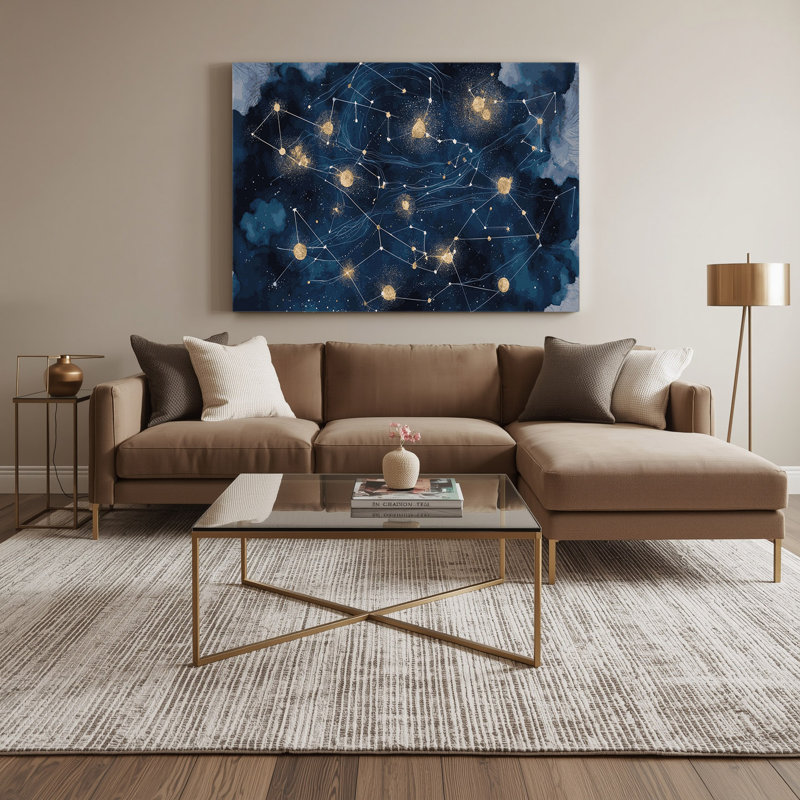 «Space Constellation», art mural sur toile bleue, 11" H x 14" W