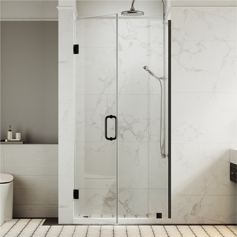 59-1/8 to 60 in W x 80 in H Frameless Swing Shower Door in Matte Black in With Double 3/8" (10mm) Certified Tempered Clear Glass UKH07-60x80-MBL-A