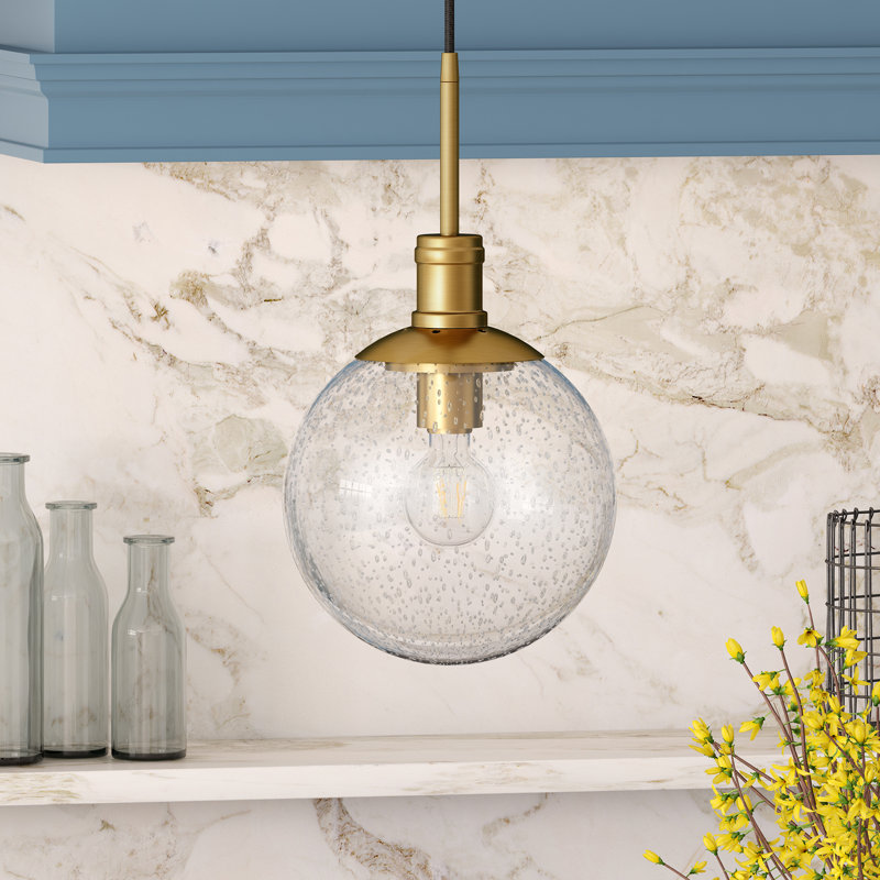 Luminaire suspendu sphère simple à 1 lumière Walker, Laiton