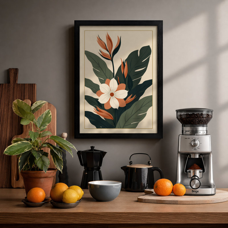 Flowering Study Botanical - Framed Print, Black, A3 - 42.0 x 29.7 cm