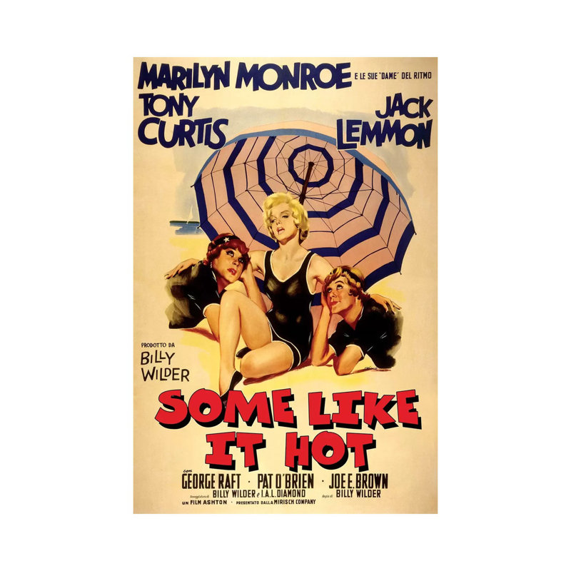 Some Like It Hot Film Poster (Italian Market) by Radio Days - Print on Canvas, 20.32 cm H x 30.48 cm W, Wrapped Canvas