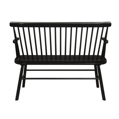 Spindle Back Black Wooden Bench For Interior With Decoration