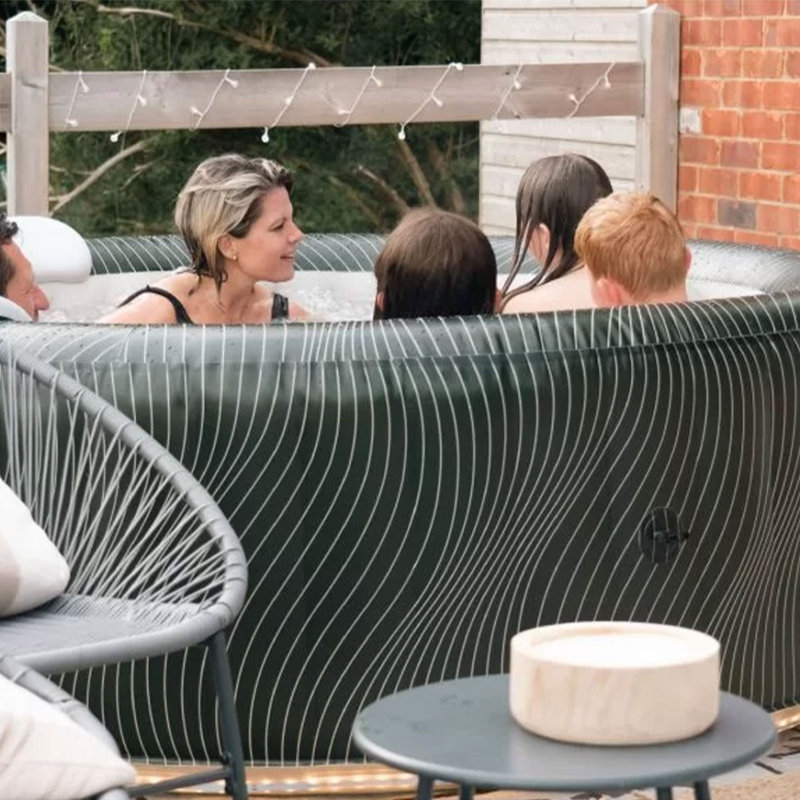 Emerald Green Round Inflatable Hot Tub with LED Lights