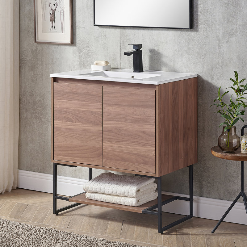 Ensemble de meuble-lavabo simple autoportant 30 po avec tablette Deidree