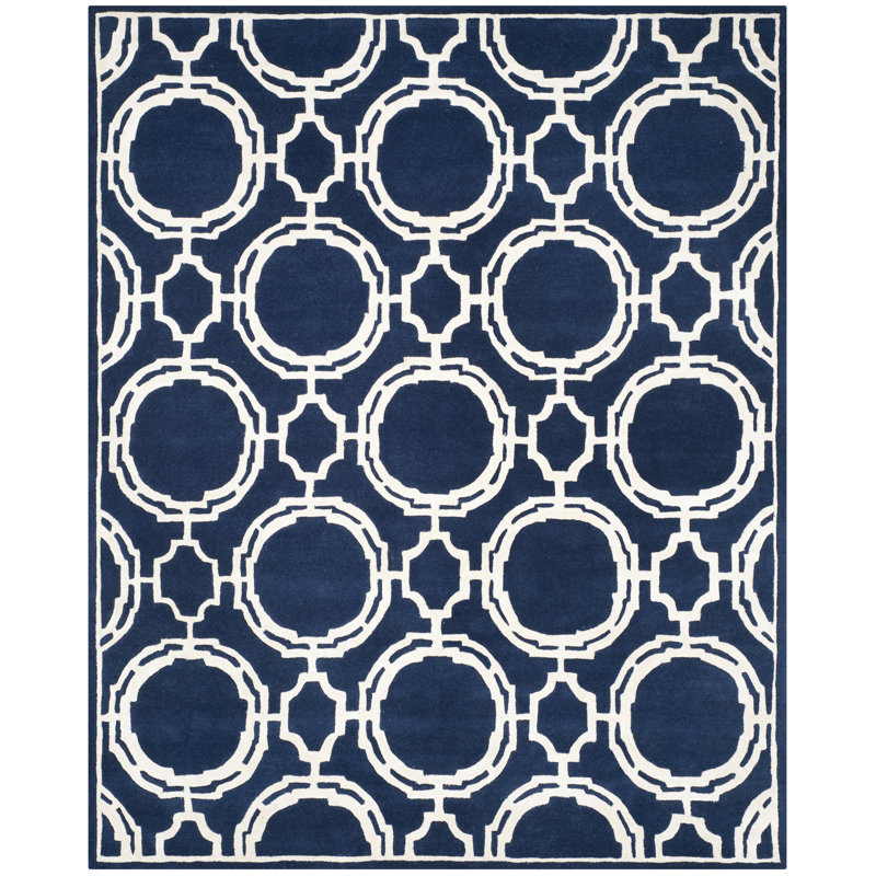 Moraine Hand-Tufted Wool Dark Blue/Ivory Area Rug, Runner 2'3" x 7'