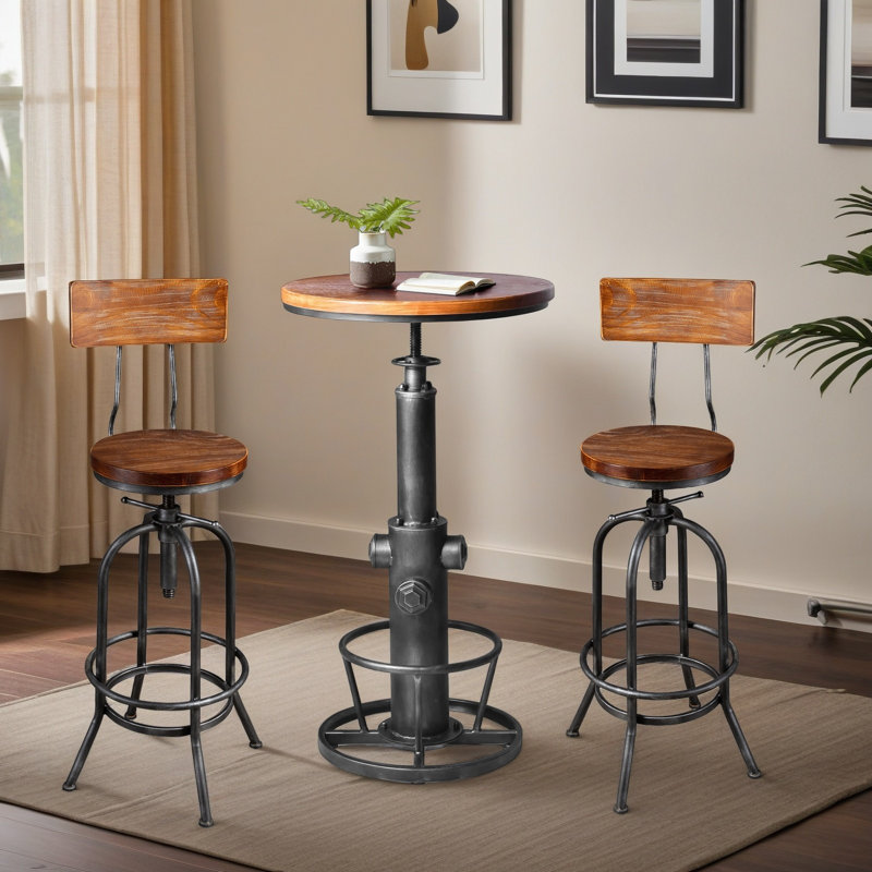 Gatti 2 - Person Pine Solid Wood Top Four Leg Dining Set, Silver