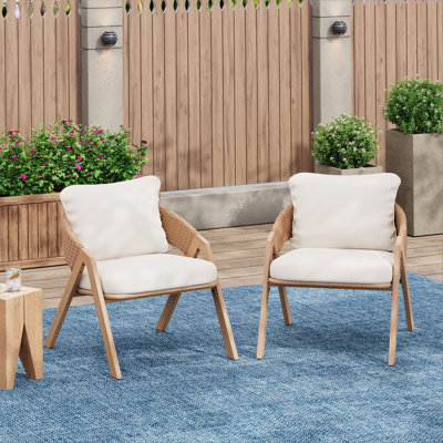 Chaise de patio avec coussins (ensemble de 2)