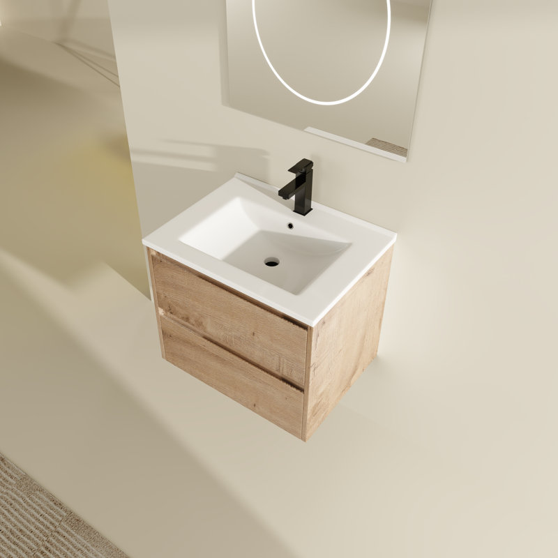 Meuble-lavabo mural simple avec plateau en céramique 24,02 po Jeannene