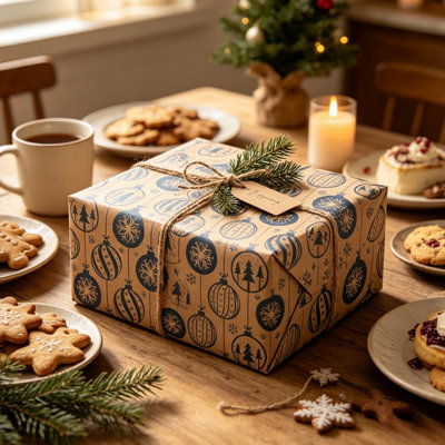 Christmas Decor Christmas Wrapping Paper Roll Vintage Kraft Gift Wrap Paper Assorted Xmas Designs Holiday Decorative Paper For Christmas Gift Wrapping