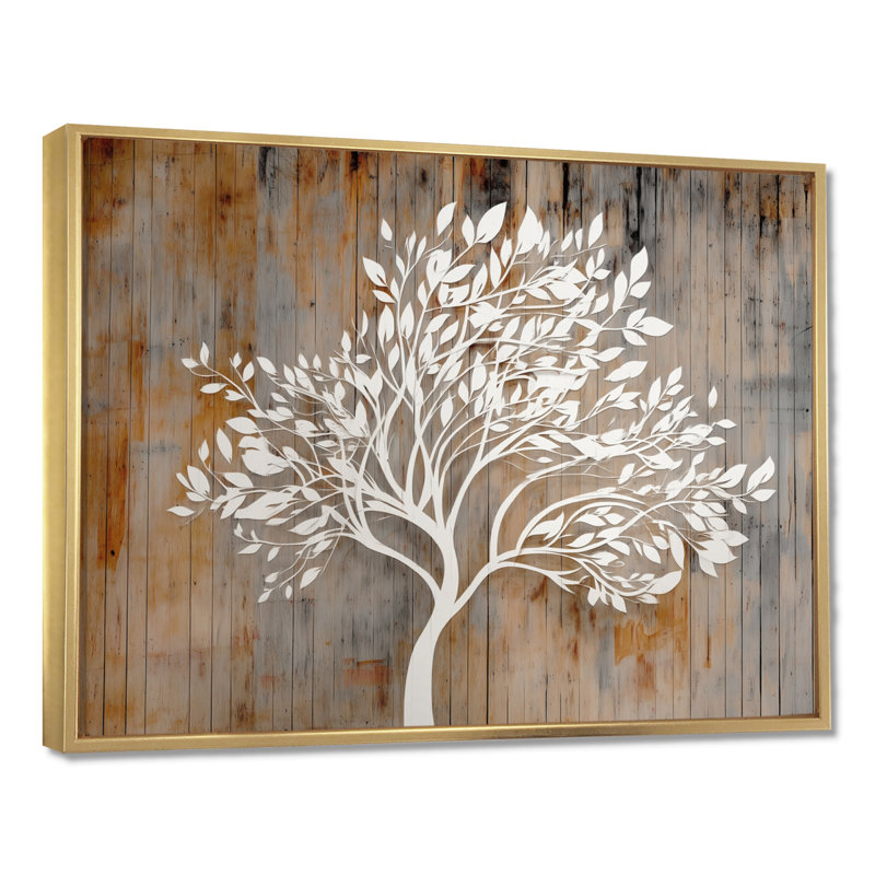 «White Tree of Life On Wood - Tree of Life», impression sur toile spirituelle blanche, H 30 po x l 40 po, Cadre flottant