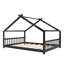 Lit double en bois pleine grandeur, espresso