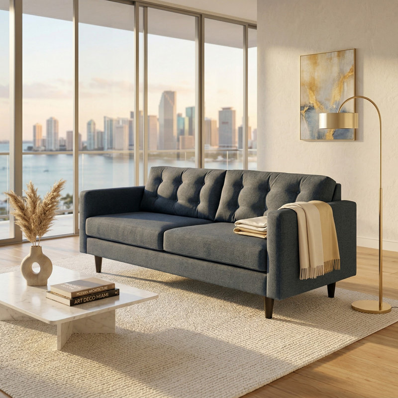 Canapé moderne et classique, causeuse, pour salon, chambre à coucher et appartement, Blue Gray