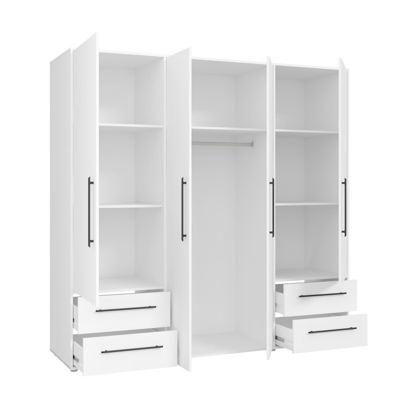 Minija 4 Door Manufactured Wood Wardrobe, White