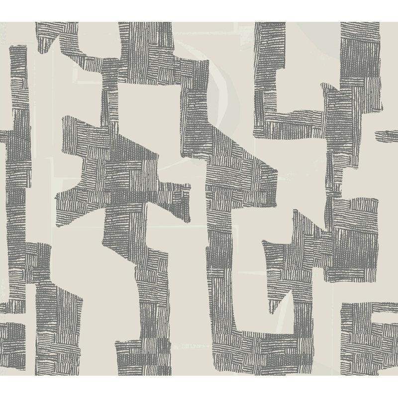 Papier peint tribal moderne, gris, 20 pi x 27 pi