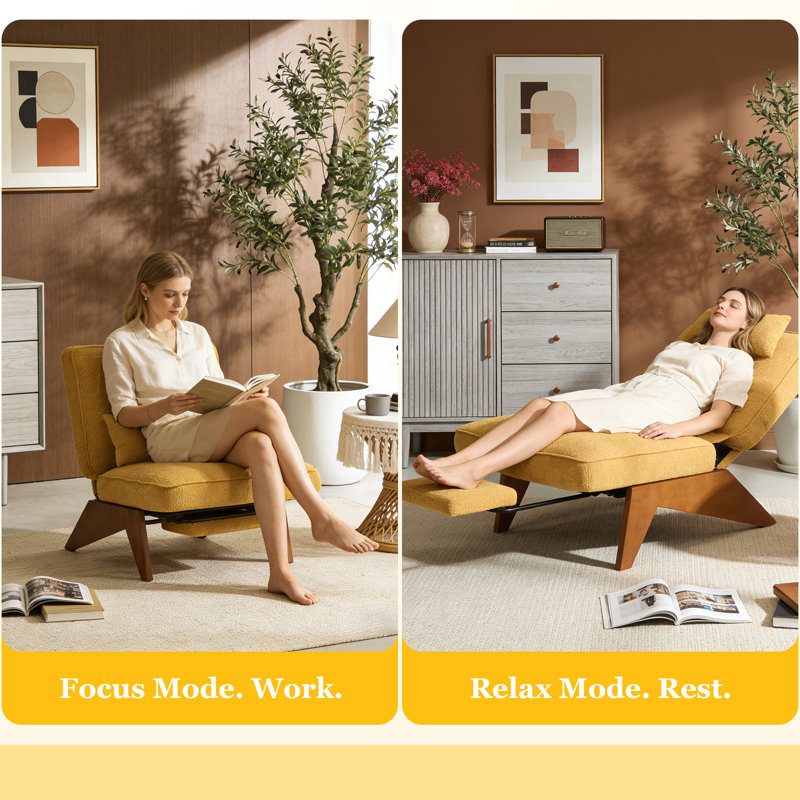     Accent Chair with Adjustable Footrest ,Lounge Chair with Adjustable Backrest,Reclining Chair For Reading Room,Living Room,Apartment, Office (Set of 2)