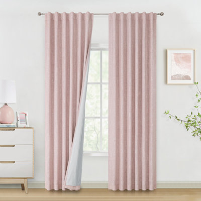 Rideaux occultants roses 84 po pour chambre de chambre de bébé obscurcissant ensemble de rideau de fenêtre isolant et isolant avec passe-tringle