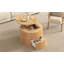 Table basse ronde à plateau relevable, décor moderne en bois cannelé avec rangement caché pour un salon polyvalent-72063360