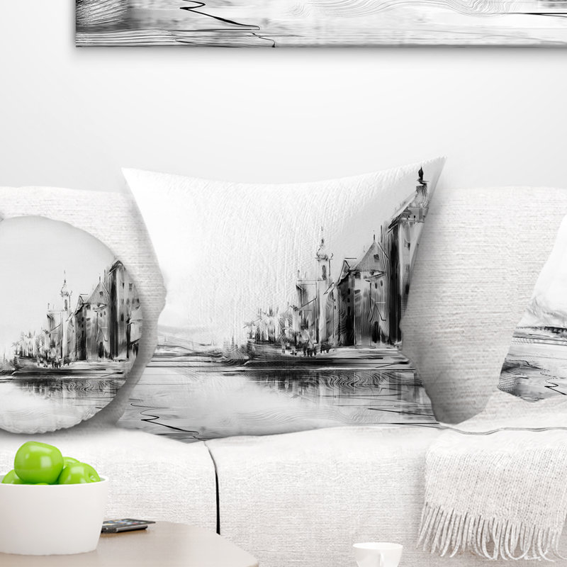 Coussin de soleil à l’après-midi cityscape zurich, 16 po x 1 po, Coussin décoratif