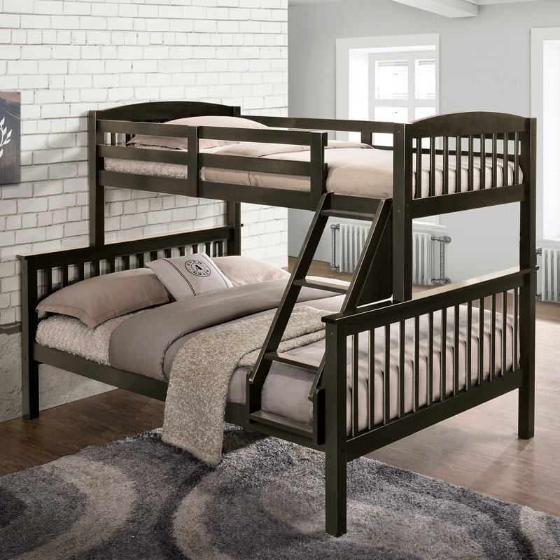 Lit transitionnel gris de style transitionnel avec lit en angle massif à lattes, lit double simple en bois franc massif, l 60 po de largeur, 81 po de profondeur, H 68 po de hauteur pour la chambre à coucher
