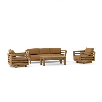 Cordoba Teak 5 - Person Patio Conversation Set with Sunbrella® Cushions