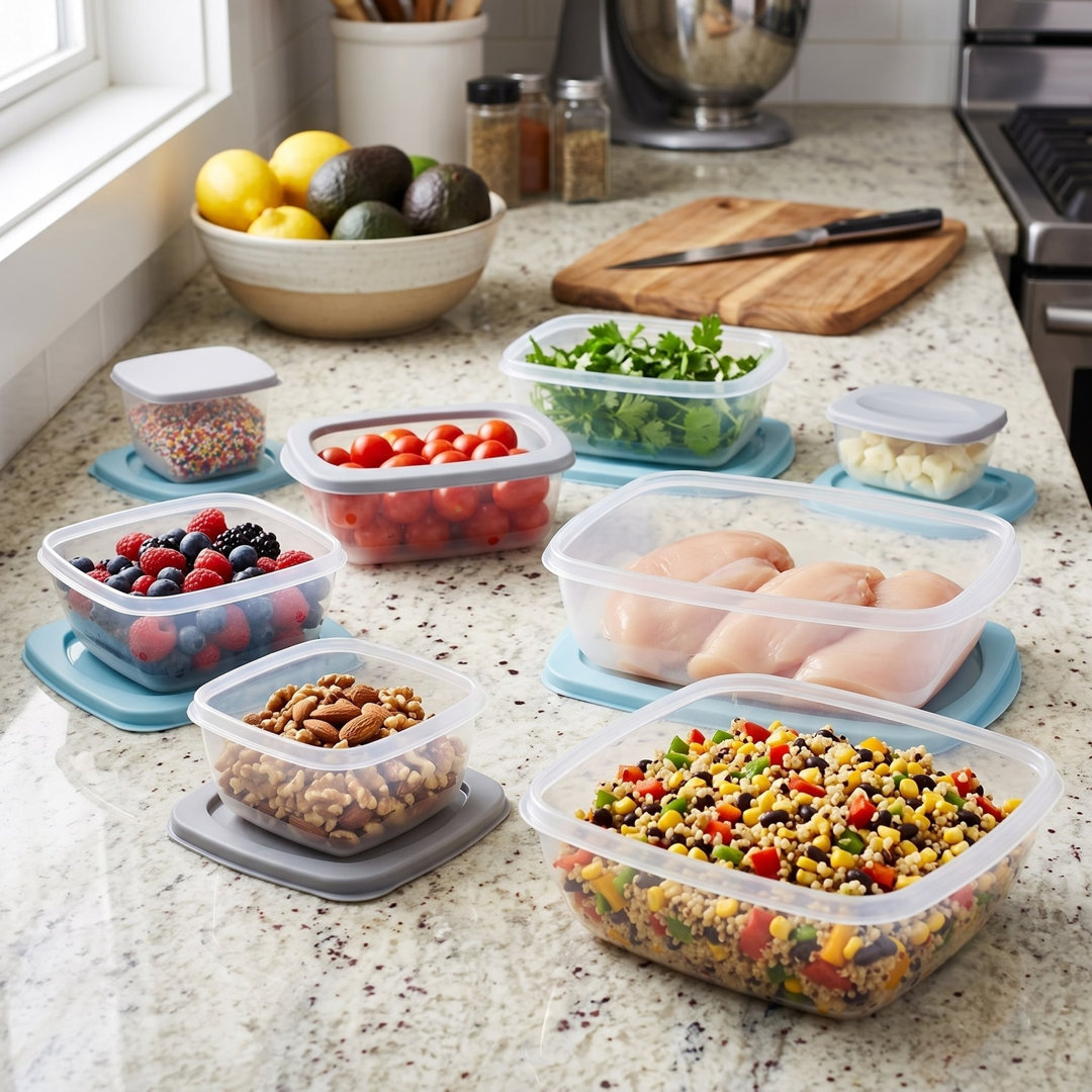 Nesting Food Storage Containers w/ Lids Plastic Kitchen Fridge